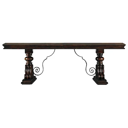 Palazzo Principale Marquetry Trestle Dining Table with Two 22" Leaves